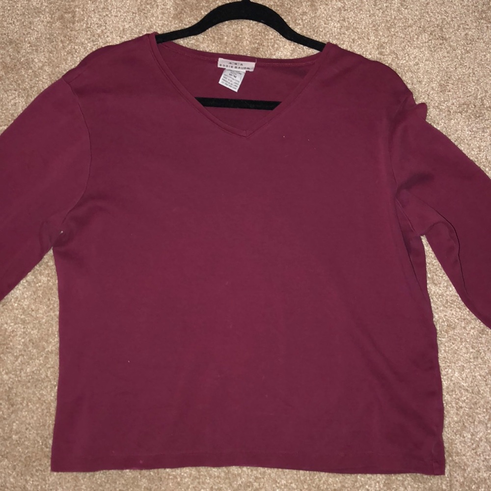 Eddie Bauer V-Neck Maroon Long Sleeve